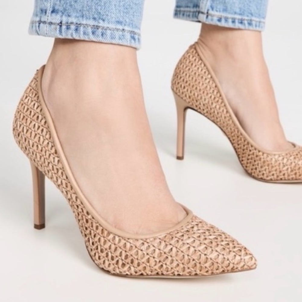 Sam Edelman Hazel Raffia Pumps Heels Woven Tropical Vacation Resortwear Stilleto